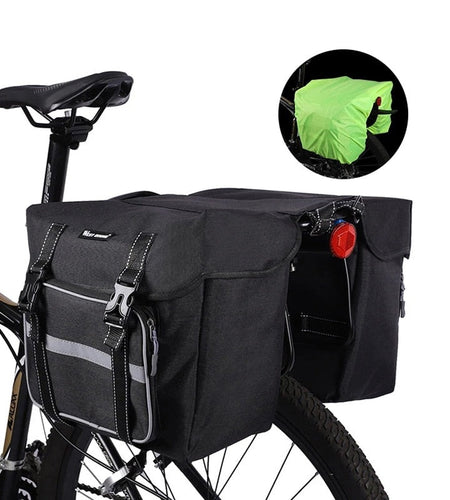 25L Large Capacity Bicycle Rear Seat Bag Rain Cover Outdoor Cycling MTB Road Bike Rear Seat Trunk Double Pannier Bag