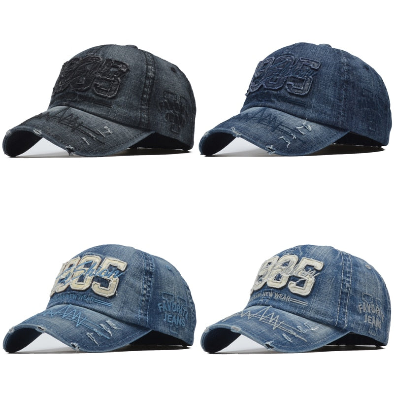 100% Cotton Brand Men Women Baseball Cap High Quality Washed Fitted Cap Denim 1985 Snapback Hats Outdoor Dad Hat