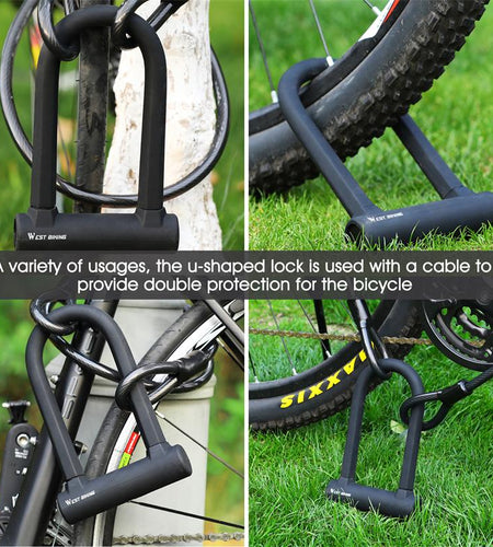MTB Road Bicycle Lock Anti-theft Bike Cable U Lock With 2 Keys Motorcycle Scooter Security Cycling Accessories