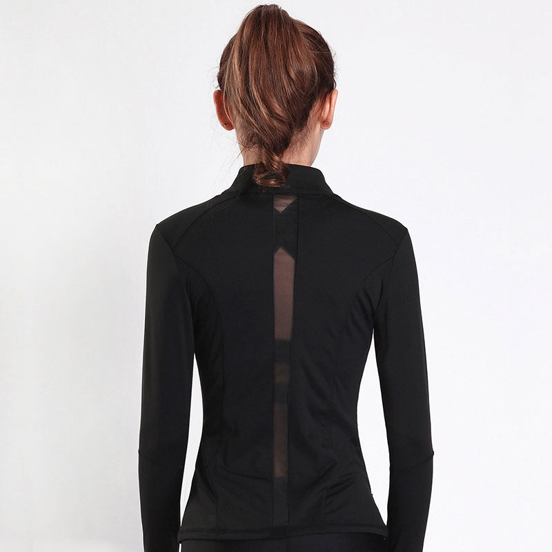 Quick Dry Meshed Zipper Long Sleeve Sweatshirt-women fashion & fitness-wanahavit-Black-L-wanahavit