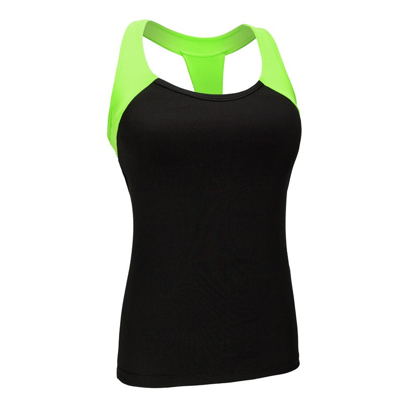Two Color Accent Padded Yoga Sleeveless Shirt-women fitness-wanahavit-Green-M-wanahavit