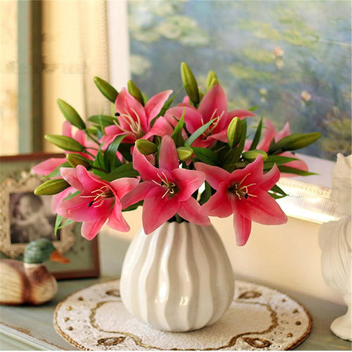 Load image into Gallery viewer, 11pcs Realistic Artificial Lily-home accent-wanahavit-deep pink-wanahavit

