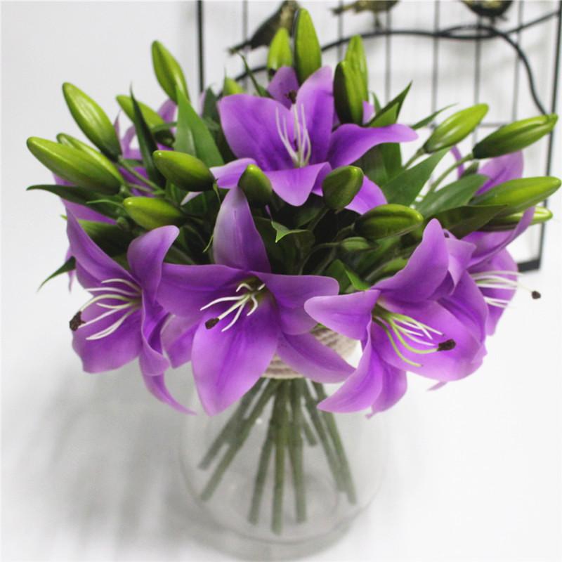11pcs Realistic Artificial Lily-home accent-wanahavit-purple-wanahavit