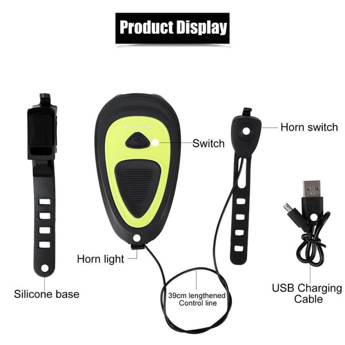 Load image into Gallery viewer, 3 Modes Bicycle Headlight 120db Electric Horn MTB Bike Bell Bike Accessories USB Rechargeable Cycling Horn Light
