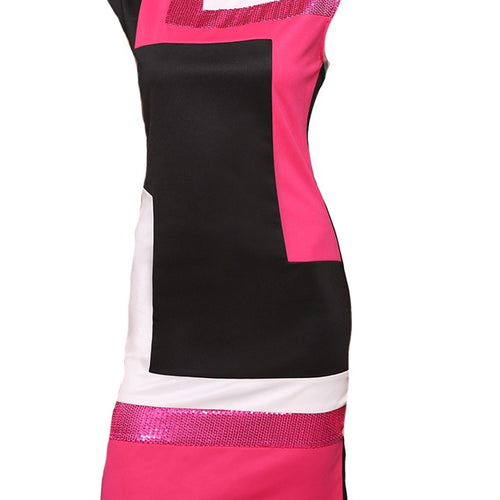 Load image into Gallery viewer, Three Color Geometrical Summer Slim Fit Dress-women-wanahavit-Pink-M-wanahavit
