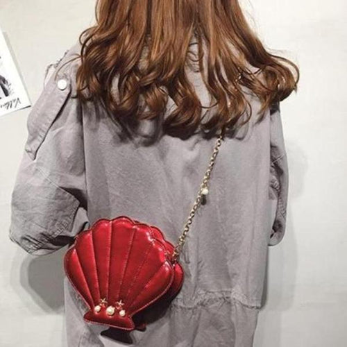 Load image into Gallery viewer, Pearl Flap Purse Lady Sea Shell Glossy Shoulder Bag-women-wanahavit-red-(20cm&lt;Max Length&lt;30cm)-wanahavit
