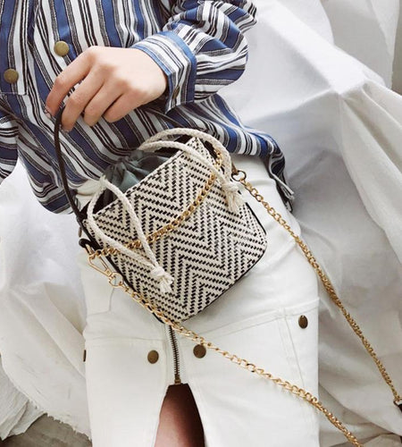 Japan Style Weaved Straw Tote Shoulder Bag-women-wanahavit-Black-wanahavit