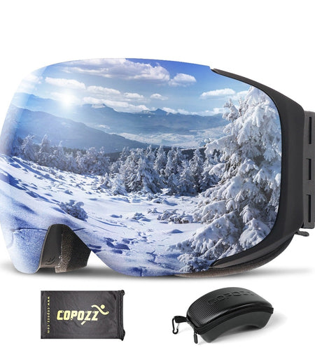 Magnetic Ski Goggles With Case Double Lens Anti-fog Ski Snow Glasses UV400 Skiing Men Women Winter Snowboard 2181