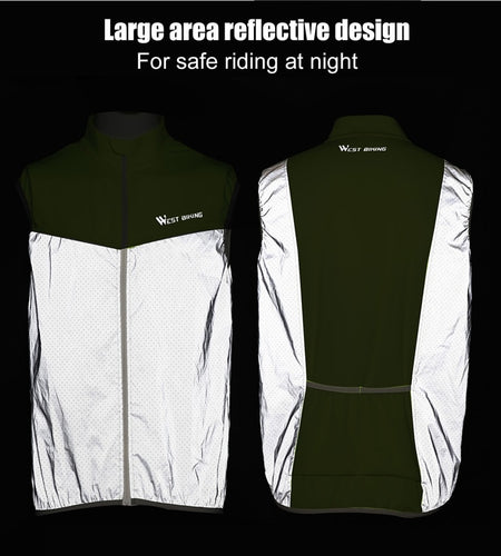 Reflective Cycling Vest Men Women Safety Bike Vests Sleeveless Breathable Quick Drying Bicycle Jacket Sports Vest