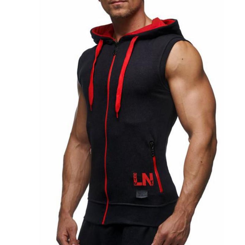 Casual Hooded Zipper Closure Sleeveless Vest-men fashion & fitness-wanahavit-Red-M-wanahavit