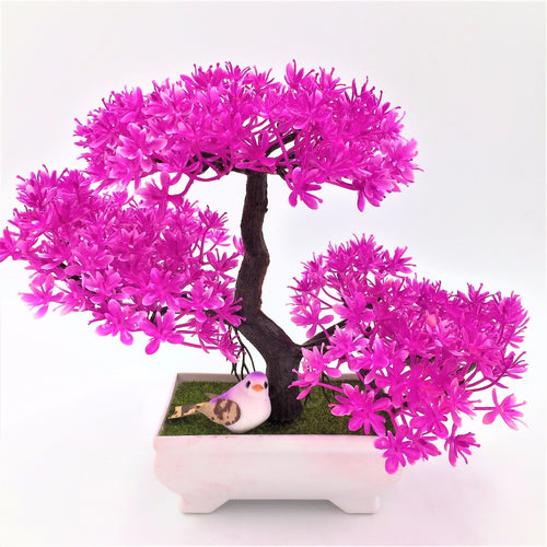 Load image into Gallery viewer, Artificial Sakura Bonsai with Vase-home accent-wanahavit-rose red-wanahavit
