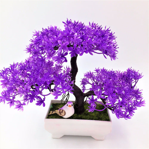 Load image into Gallery viewer, Artificial Sakura Bonsai with Vase-home accent-wanahavit-purple-wanahavit
