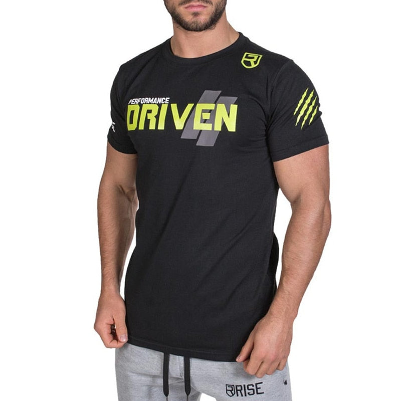 Men Brand T-shirt Gym Fitness Bodybuilding Slim Summer Casual Fashion Print Male Cotton Tee Shirt Tops Crossfit Clothing