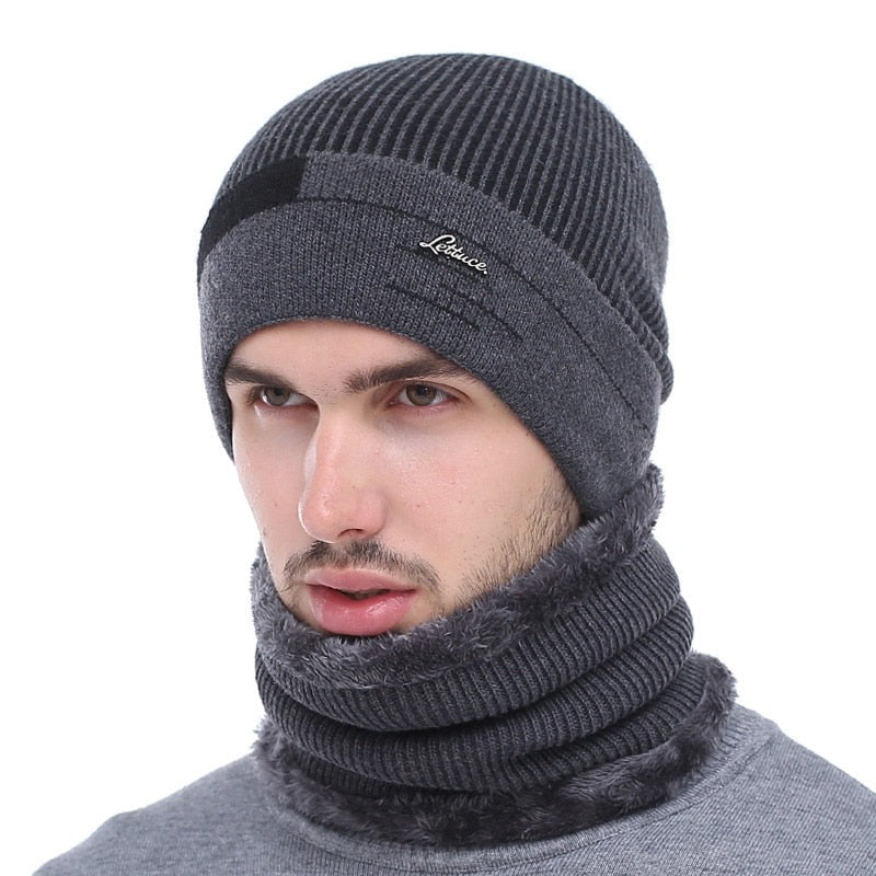 Skullies Beanies Men Scarf Knitted Hat Cap Male Plus Gorras Bonnet Warm Wool Thick Winter Hats For Men Women Beanie Hat