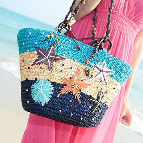 Load image into Gallery viewer, Hawaii Starfish Pattern Shoulder Beach Bag-women-wanahavit-wanahavit
