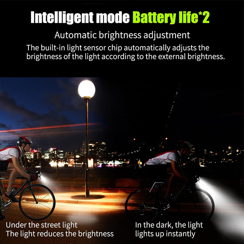 4000mAh Smart Induction Bicycle Front Light Set USB Rechargeable 800 Lumen LED Bike Light with Horn Bike Lamp Cycling FlashLight