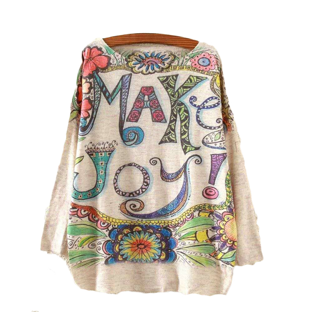 Make Joy Printed Knitted Long Sleeve-women-wanahavit-One Size-wanahavit