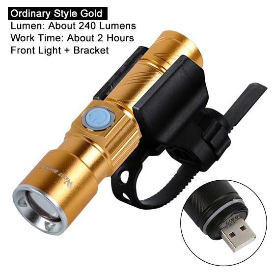 Zoomable Bike Light Waterproof Portable Tactical Torch LED Flashlight USB Rechargeable Bicycle Cycling Front Lamp