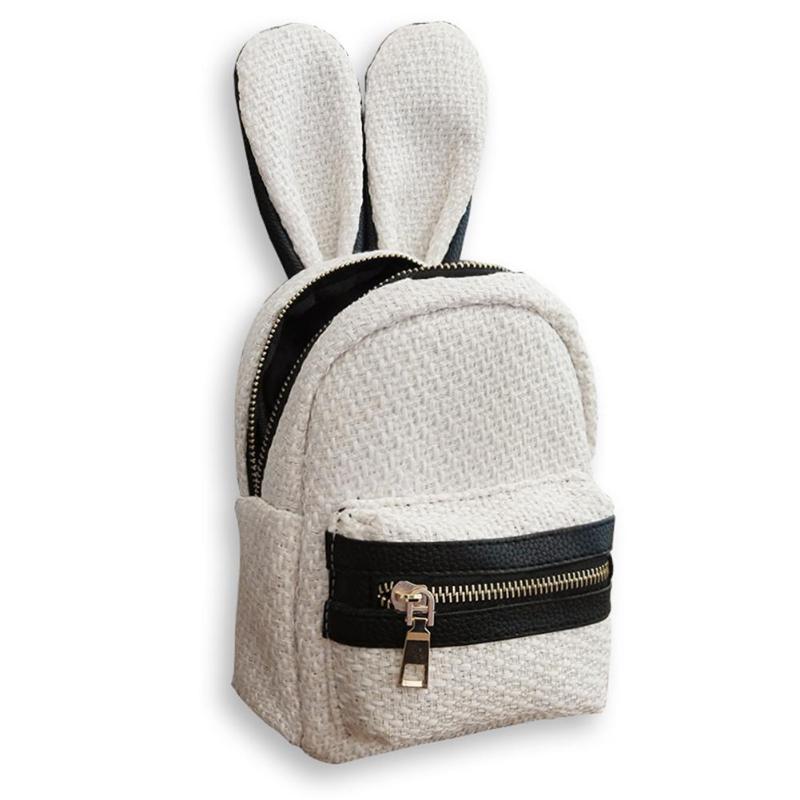 Summer Cute Rabbit Ears Straw Backpack-women-wanahavit-White-wanahavit