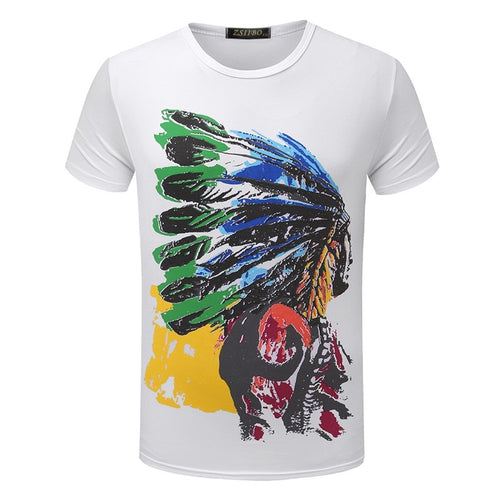 Load image into Gallery viewer, RGBY Indian Printed Casual Loose Fit T Shirt-men-wanahavit-White Indian-2XL-wanahavit

