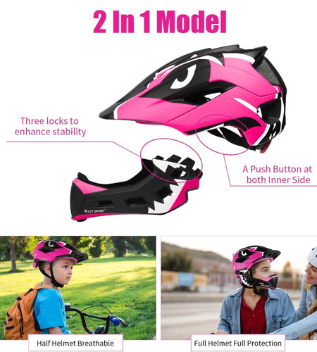 Children Bike Bicycle Helmet Full Covered 2 in 1 Kids Bike Safety Helmet Scooter Cycling Sports Protective 52-56CM