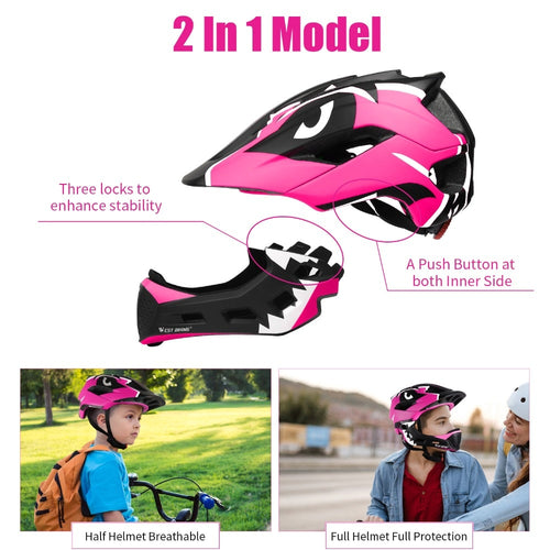 Load image into Gallery viewer, Children Bike Bicycle Helmet Full Covered 2 in 1 Kids Bike Safety Helmet Scooter Cycling Sports Protective 52-56CM
