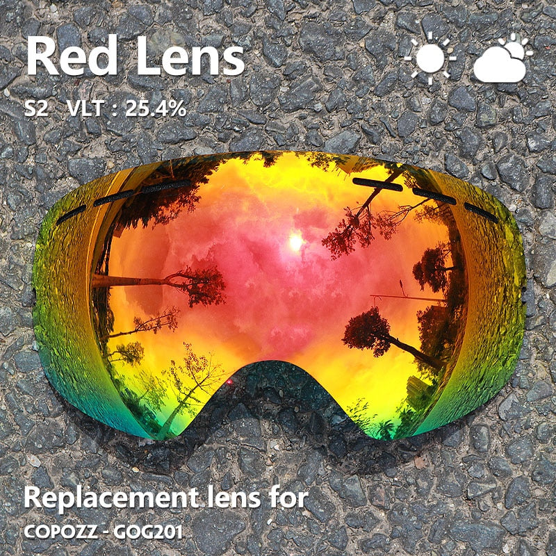 Sunny Cloudy Lens for ski goggles GOG-201 anti-fog UV400 large spherical ski glasses snow goggles eyewear lenses(Only Lens)