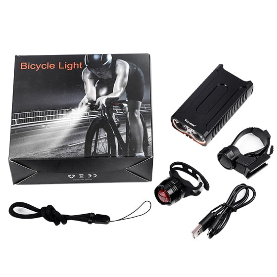 MTB Road Bike Light USB Rechargeable Bicycle Light Led Front Headlight & Tail Light Set Cycling Taillight Bike Lamp