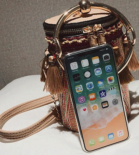 Japan Style Bucket Cylindrical Straw Handbag-women-wanahavit-Beige-wanahavit