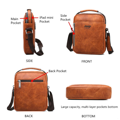 Load image into Gallery viewer, Men Messenger Bags High Quality Split Leather Large Capacity Bag
