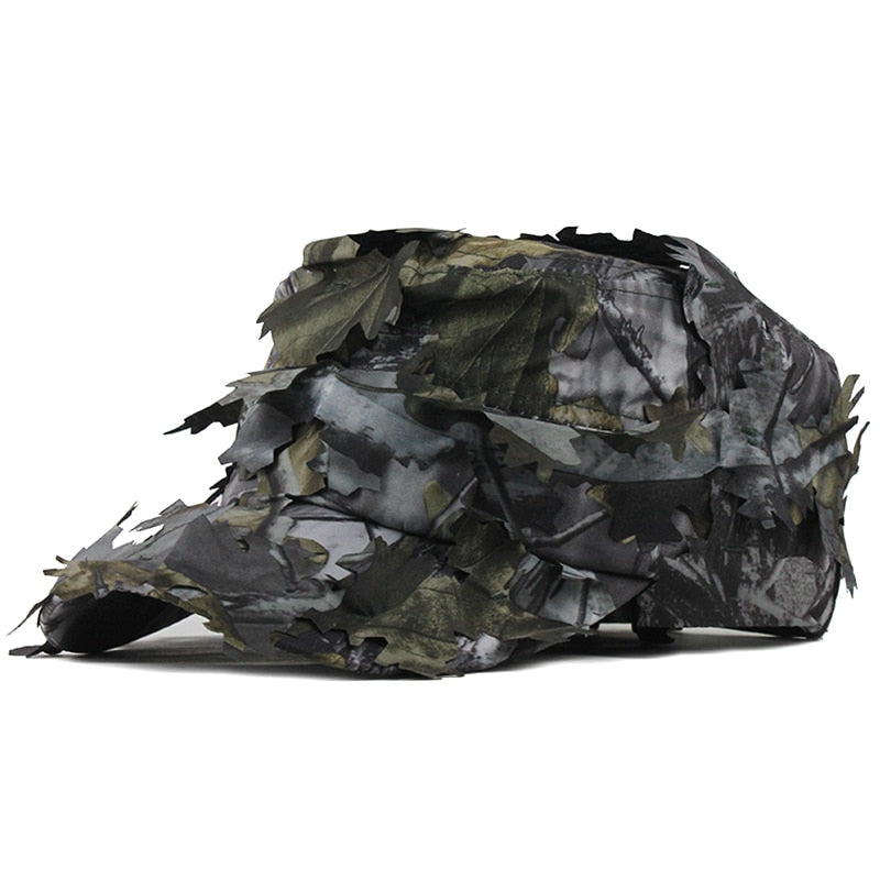 Washed Cotton Camouflage Leaf Military Flat Cap