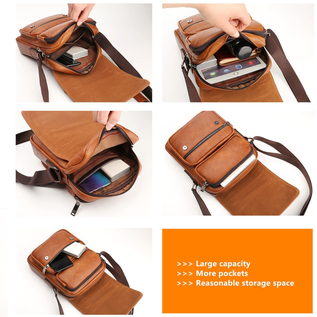 Man's Crossbody Shoulder Bag Large Capacity Leather Travel Tote Men Multi-function Messenger Bags New Arrivals