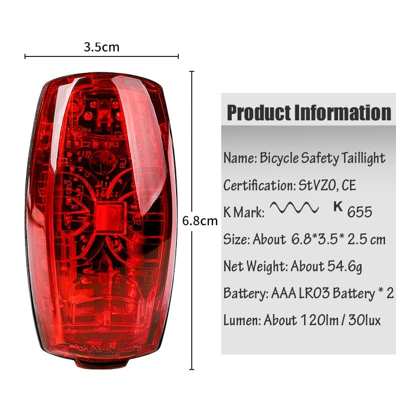 Bike Cycling Light StVZO Rear Safety Warning Light Taillight Lamp AAA LR03 Battery Bike Accessories Bicycle Light
