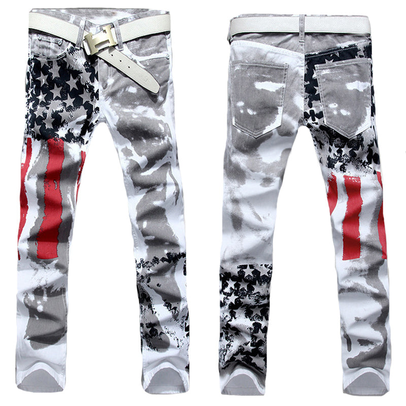 USA Flag Printed Stylish Slim Fit Jeans-men-wanahavit-White-28-wanahavit