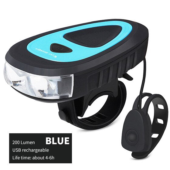 3 Modes Bicycle Headlight 120db Electric Horn MTB Bike Bell Bike Accessories USB Rechargeable Cycling Horn Light
