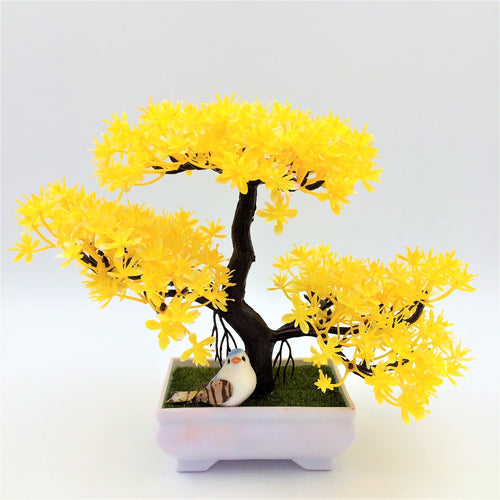 Load image into Gallery viewer, Artificial Sakura Bonsai with Vase-home accent-wanahavit-yellow-wanahavit
