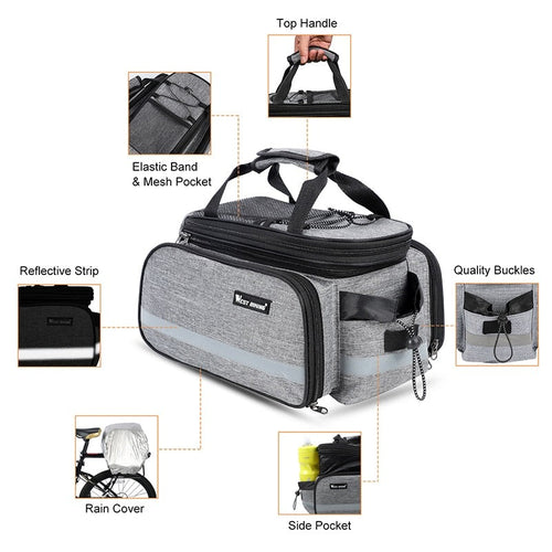 Load image into Gallery viewer, Mountain Road Bicycle Bag Bike 3 in 1 Trunk Bag Cycling Double Side Rear Rack Tail Seat Pannier Pack Luggage Carrier
