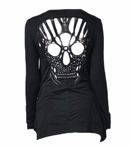 Knitted Skull Hollow Out Cardigan-women-wanahavit-black-S-wanahavit