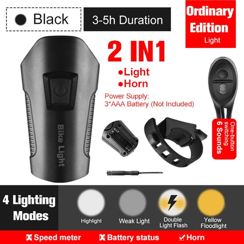 Load image into Gallery viewer, Waterproof Bicycle Light USB Rechargeable Bike Front Light Flashlight With Bike Computer LCD Speedometer Cycling Head Light Horn
