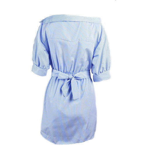 Load image into Gallery viewer, Fashionable One Shoulder Blue Striped Sexy Side Split Beach Dress-women-wanahavit-S-wanahavit
