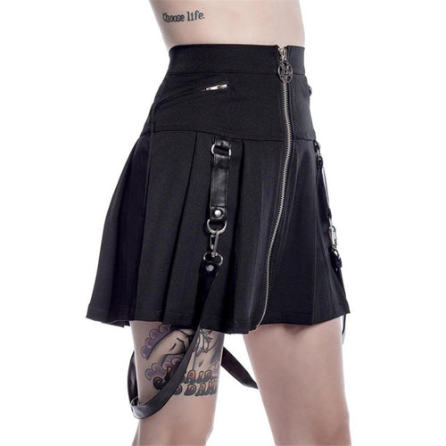 Load image into Gallery viewer, Punk Style Rock Gothic Sexy Chic Cool Black Aline High Waist Skirt-women fashion-wanahavit-Black-S-wanahavit
