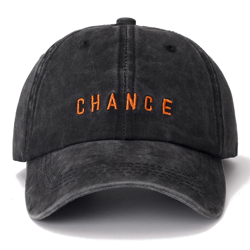 New Fashion CHANCE Letter Embroidered Baseball Cap High Quality Casual Hat Man Woman Adjustable Washed Cotton Vintage Cap
