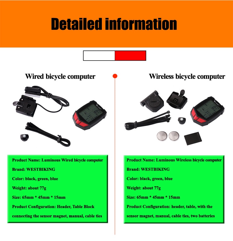 Wireless Bike Computer 20 Functions Speedometer Odometer Cycling Wired Wireless+ MTB Bike Stopwatch Bicycle Computer