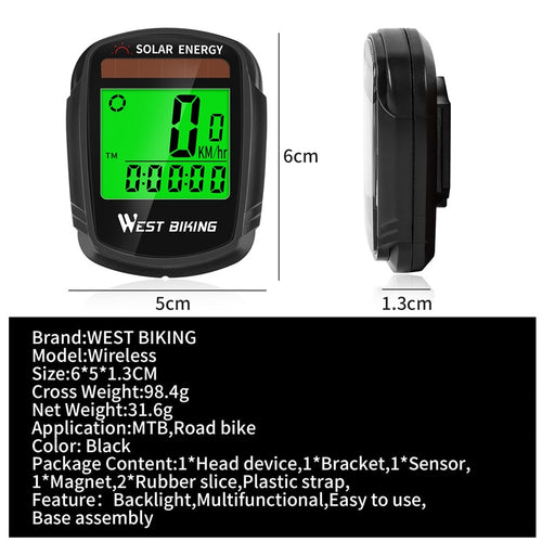 Load image into Gallery viewer, Bike Computer Speedometer Odometer Multifunctional Cycling Computer Rainproof Solar Power Bicycle Wireless Computer
