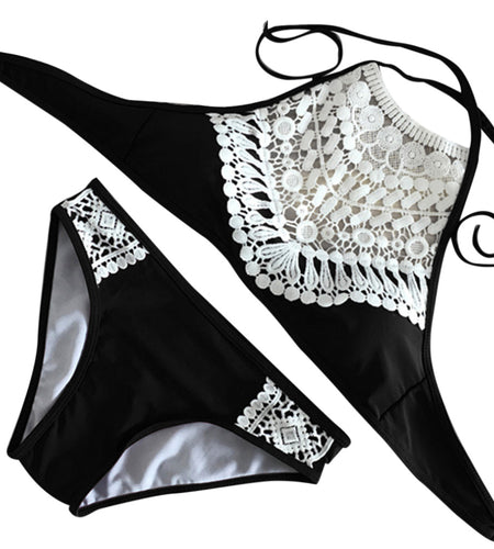 Sexy Knitted Lace Up Brazilian Bikini-women fitness-wanahavit-Black-L-wanahavit