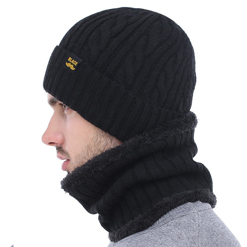 Load image into Gallery viewer, Winter Hat Scarf Skullies Beanies Men Bonnet Beanie For Men Women Brand Gorras Warm Hats Wool Male Black Knitted Hat Cap
