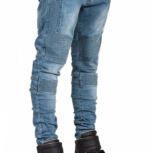 Load image into Gallery viewer, Hi-Street Ripped Slim Fit Biker Jeans-men-wanahavit-Blue-29-wanahavit
