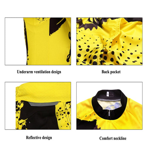 Load image into Gallery viewer, Bike Short Sleeve Team Women/Men Yellow Spandex Cycling Jersey Tops/Short Sleeve Bike Clothing Summer Cycling Jersey
