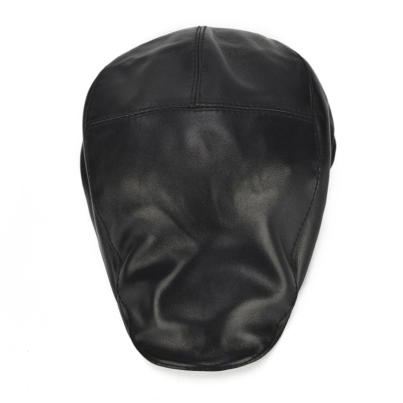 High Quality Sheepskin Genuine Leather Beret Hat Winter Boina Masculina Flat Cap Black Color Berets Caps Men Women