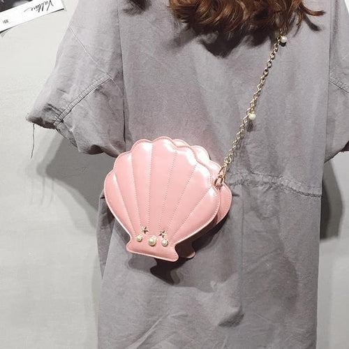 Load image into Gallery viewer, Pearl Flap Purse Lady Sea Shell Glossy Shoulder Bag-women-wanahavit-pink-(20cm&lt;Max Length&lt;30cm)-wanahavit
